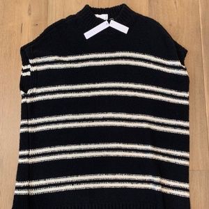 Lilla P Striped Poncho in Black and White Stripe